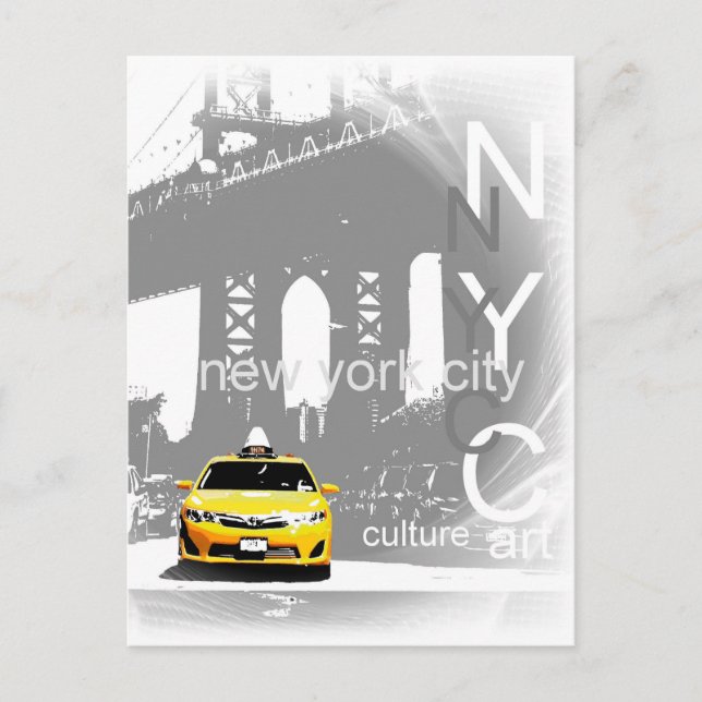 Nyc Yellow Taxi New York City Brooklyn Bridge Postkarte (Vorderseite)
