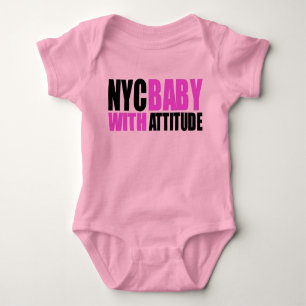 NycBabywAttitude_blk&pink Mädchen Baby Strampler