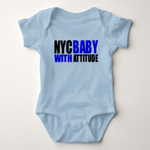 NycBabywAttitude_blue&blk Baby Strampler