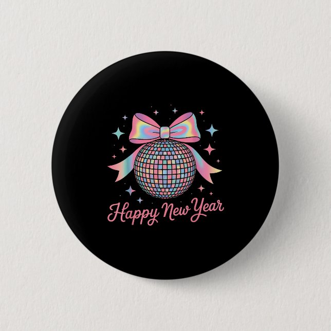 Nye Disco Ball Luxury Golden Happy New Year  Button (Vorderseite)