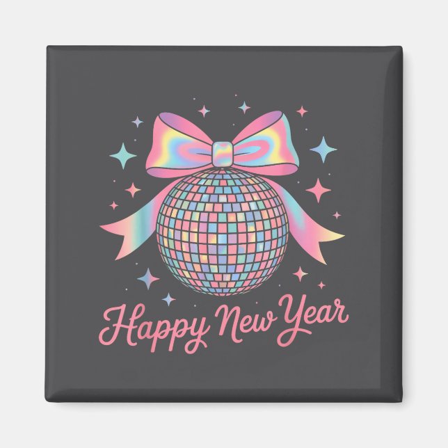 Nye Disco Ball Luxury Golden Happy New Year  Magnet (Vorne)
