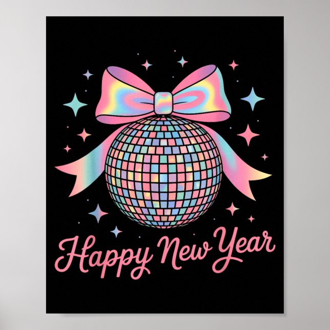 Nye Disco Ball Luxury Golden Happy New Year  Poster (Vorne)