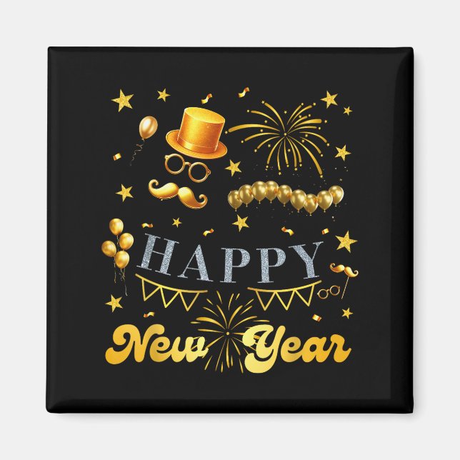 Nye Party Crew Balloon Fireworks Family Reunion Co Magnet (Vorne)
