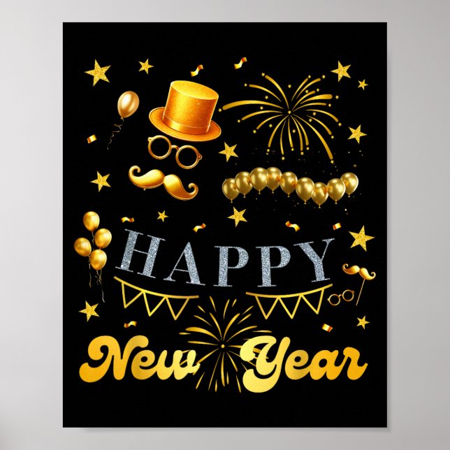 Nye Party Crew Balloon Fireworks Family Reunion Co Poster (Vorne)