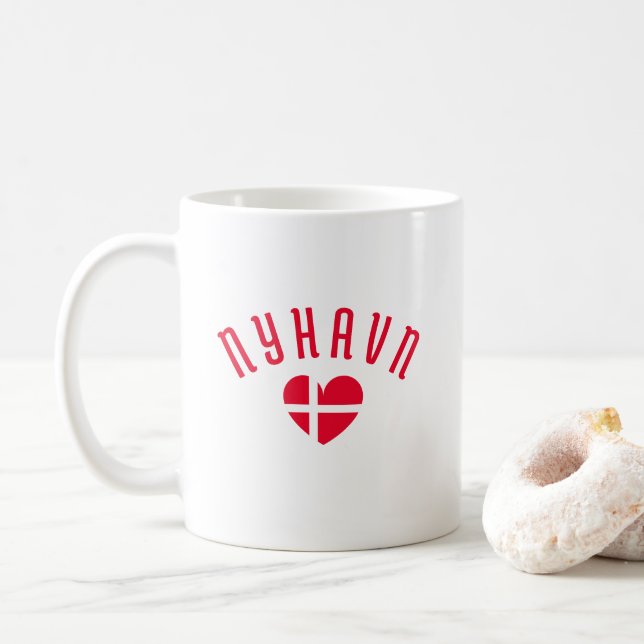 NYHAVN Dänemark Herz Kaffeetasse (Mit Donut)