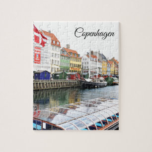 Nyhavn Kanal in Kopenhagen, Danmark Puzzle