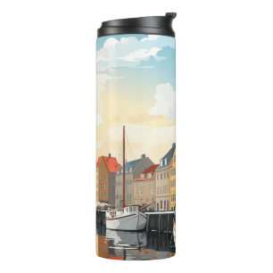 Nyhavn Kopenhagener Hafen Dänemark Reise Wasserfar Thermosbecher