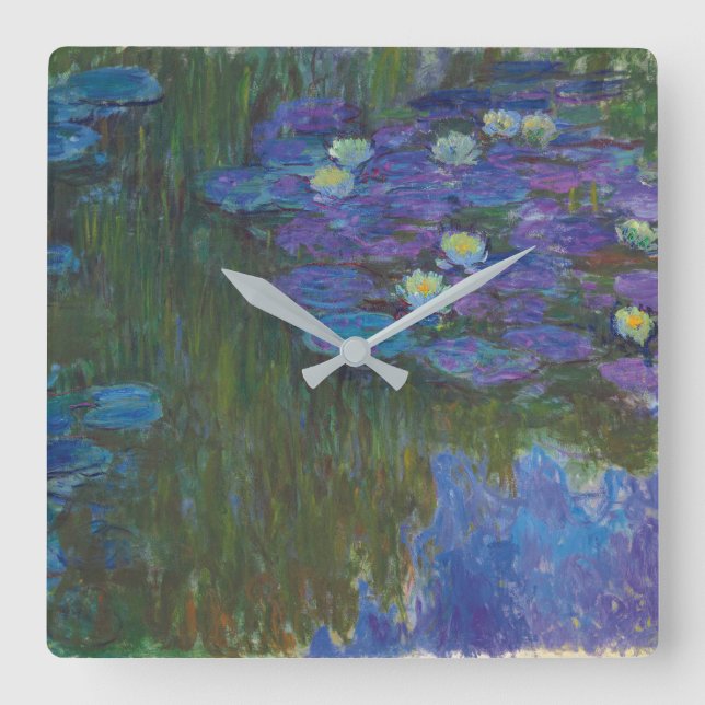Nymphéas en fleur | 1914-17 quadratische wanduhr (Vorderseite)