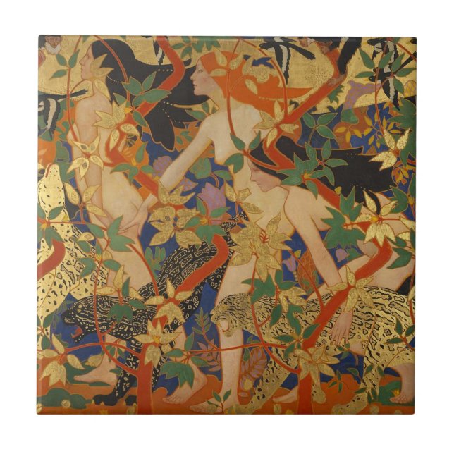 Nymphen Art Nouveau Fliese (Vorderseite)