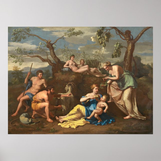 Nymphen & Child Jupiter - Nicolas Poussin Fine Art Poster (Vorne)