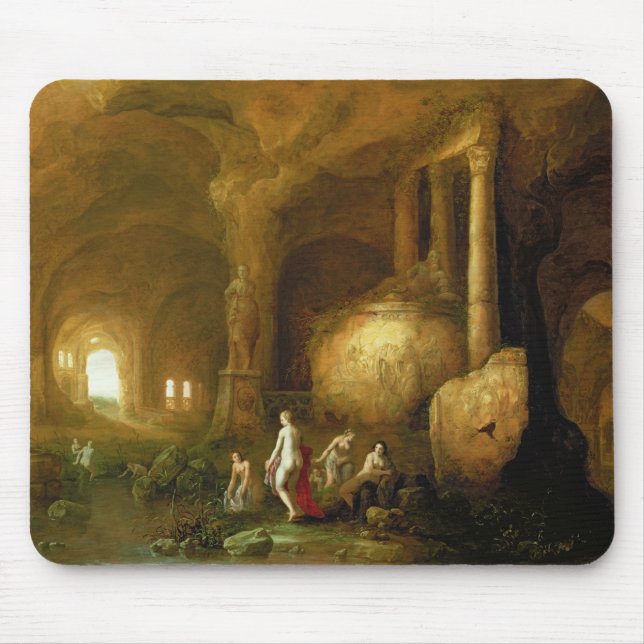 Nymphen, die durch klassische Ruinen baden Mousepad (Vorne)
