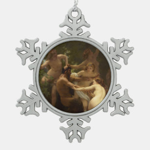 Nymphen und Satyr von William-Adolphe Bouguereau Schneeflocken Zinn-Ornament