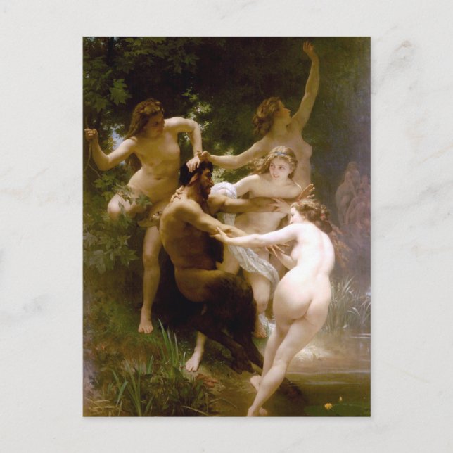 Nymphen und Satyr, William-Adolphe Bouguereau Postkarte (Vorderseite)