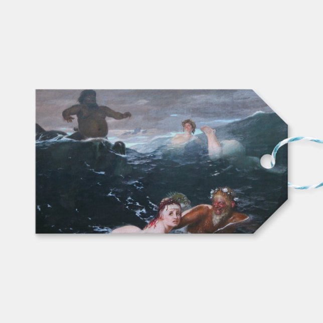 Nymphen und Satyrs Schwimmen in den Wellen Geschenkanhänger (Vorderseite (Horizontal))
