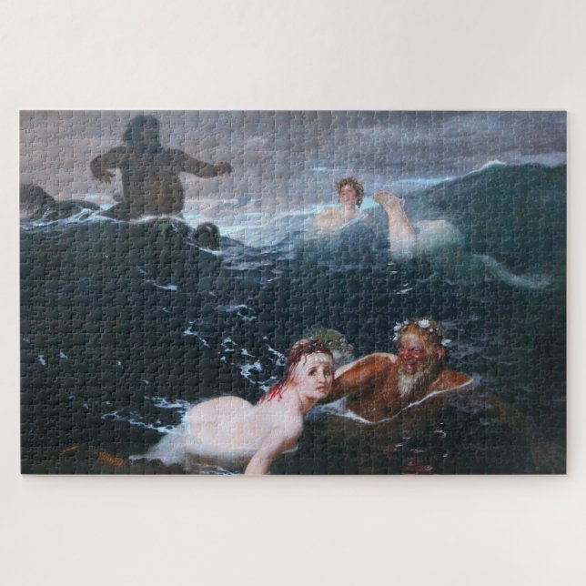 Nymphen und Satyrs Schwimmen in den Wellen Puzzle (Horizontal)