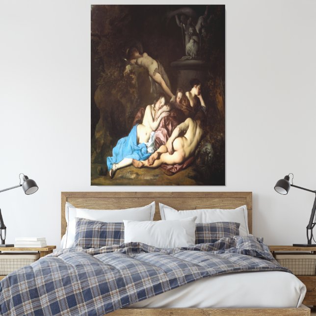 Nymphs by a Fountain (early 1650s) Leinwanddruck (Insitu (Schlafzimmer))