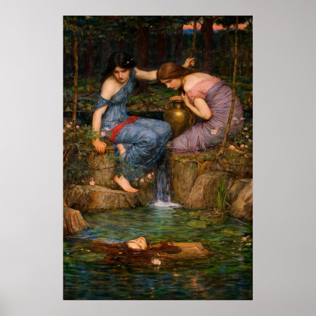 Nymphs Finding the Head of Orpheus by Waterhouse Poster (Vorne)