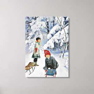 Nystrom - Kinder im Schnee, 1910 Leinwanddruck