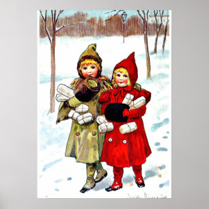 Nystrom - Kinder im Schnee (1), Kunst Poster