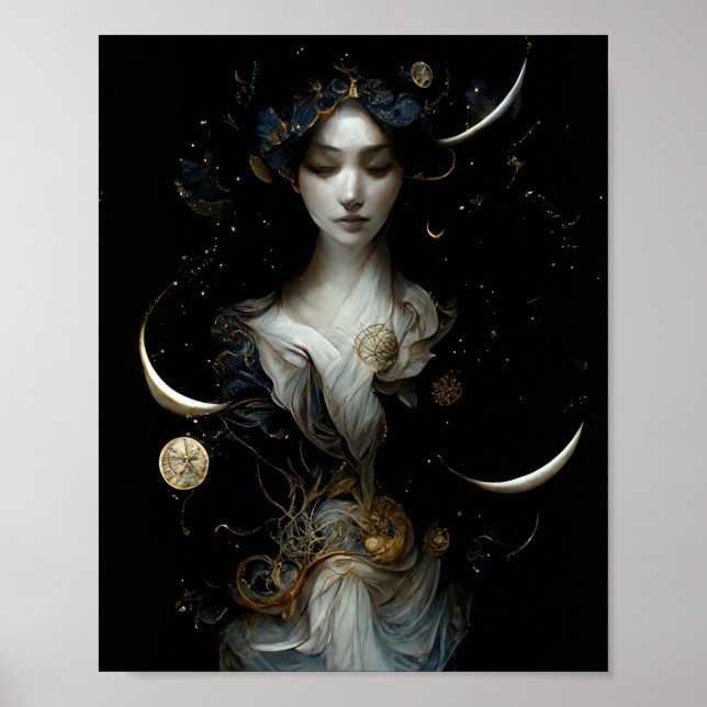 Nyx, Goddess of Night Surreal Fantasy Art Poster (Vorne)