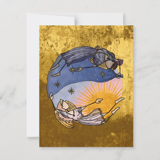 Nyx und Hespera (Nacht und Tag) Weihnachtskarte (Vorderseite)