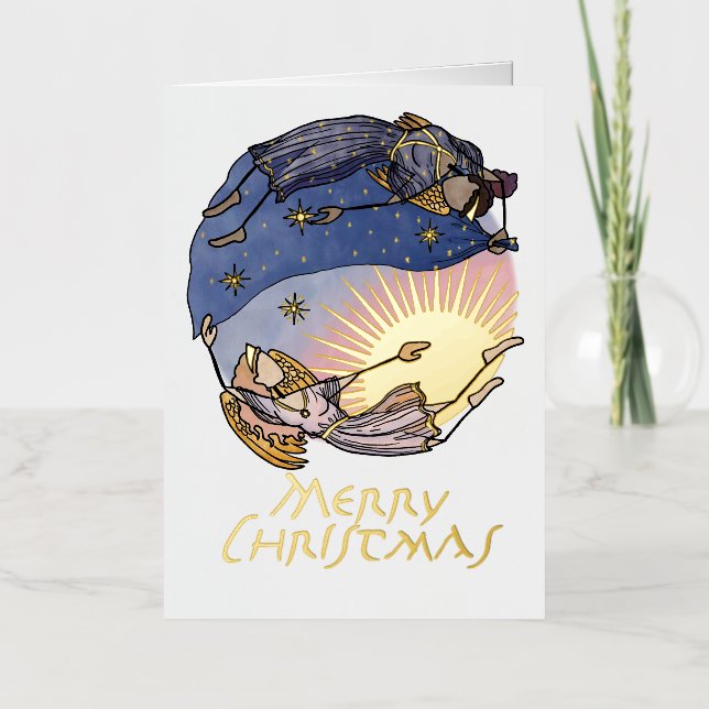 Nyx und Hespera (Nacht und Tag) Weihnachtskarte (Vorderseite)