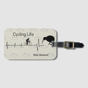 NZ Cycling Herzschlag Kiwi-Vogel-Fisch-Muster indi Gepäckanhänger