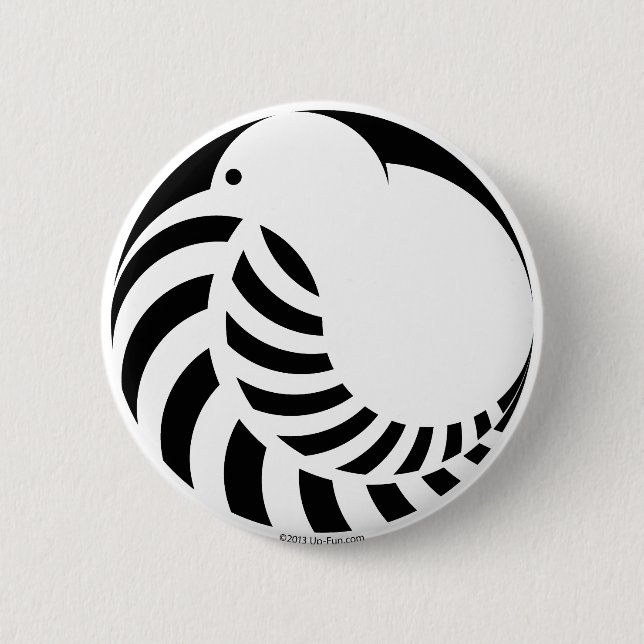 NZ Kiwi/silberner Farn Button (Vorderseite)