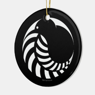 NZ Kiwi/silberner Farn-Emblem Keramikornament