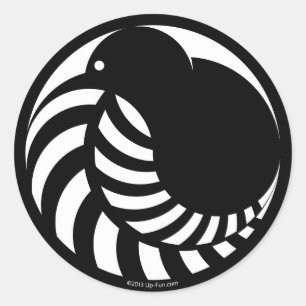 NZ Kiwi / Silver Fern Emblem Runder Aufkleber