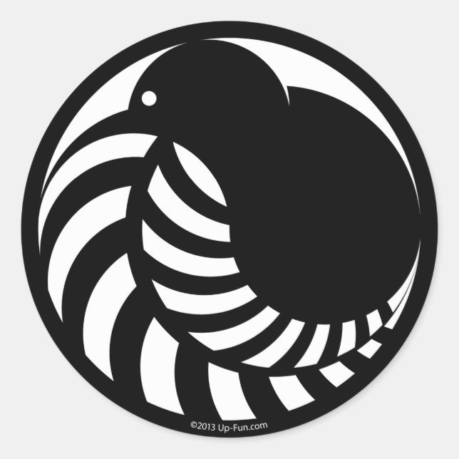 NZ Kiwi / Silver Fern Emblem Runder Aufkleber (Vorderseite)