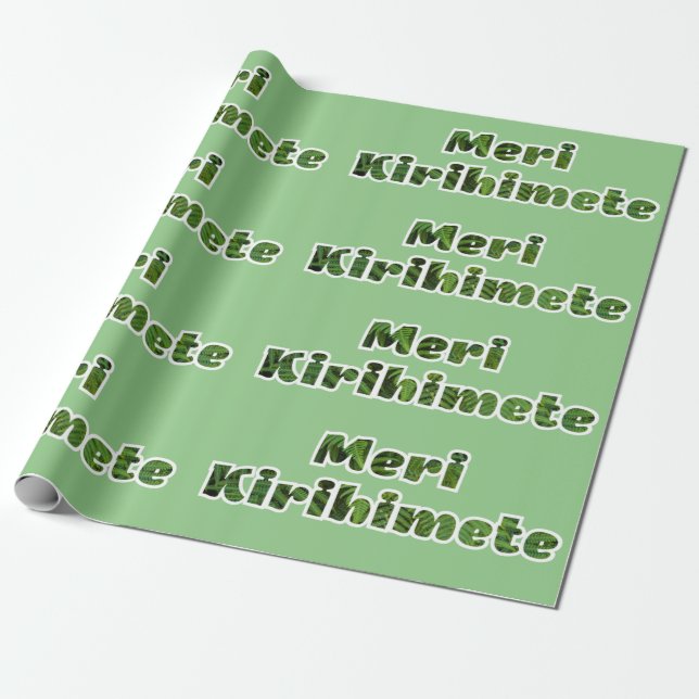 NZ KIWI XMAS MERI KIRIHIMETE TEXT GRÜNE CHRISTMAS GESCHENKPAPIER (Ungerollt)