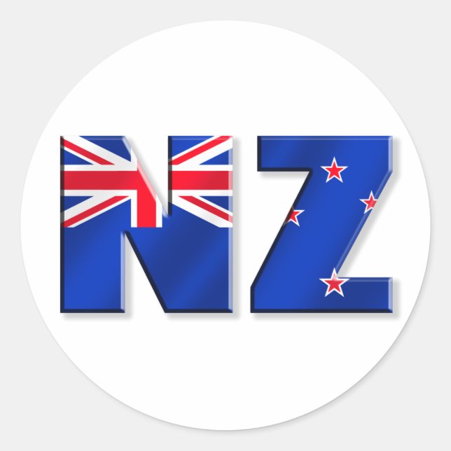 NZ-Logo-Flagge Neuseelands Runder Aufkleber (Vorderseite)