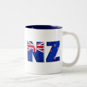 NZ Logoflagge von Neuseeland Zweifarbige Tasse