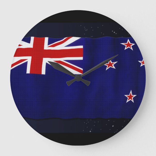 NZ - NEUSEELAND-Flaggen-stolze patriotische Große Wanduhr (Vorderseite)