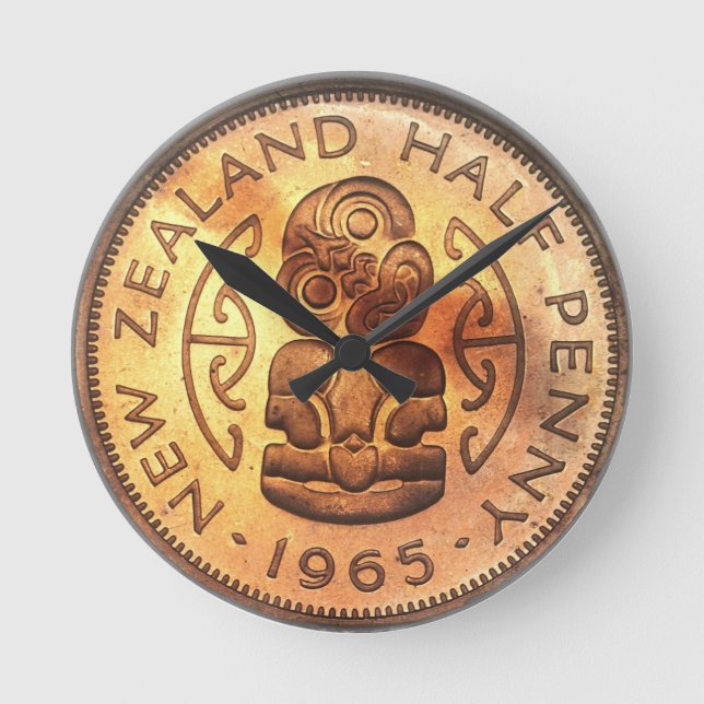 NZ Neuseeland halbe Penny Tiki Uhr (Vorderseite)