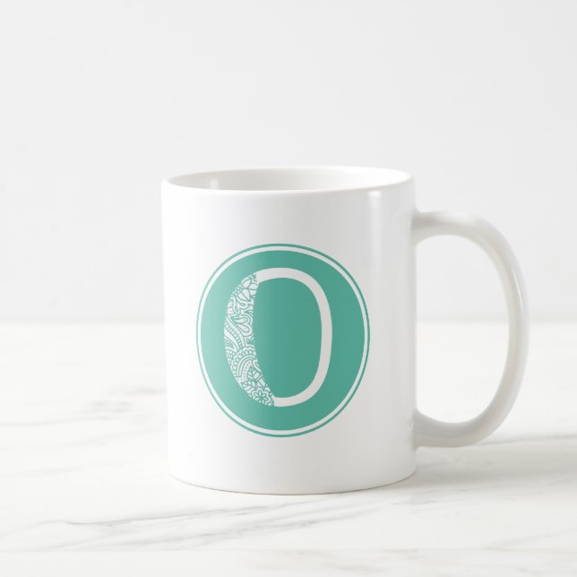 O Anfangsfloral Monogramm Kaffeetasse (Rechts)