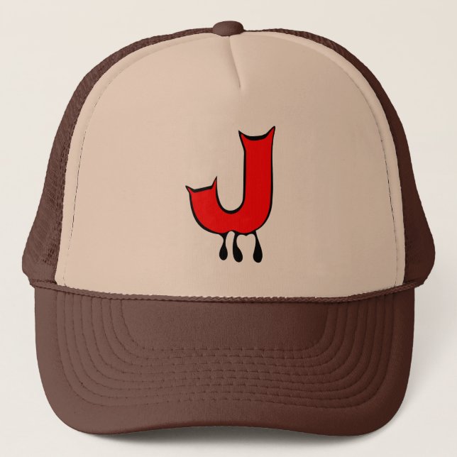 Ō" Bleeding's Teeth-Initial-J Trucker Hat" ╝ Truckerkappe (Vorderseite)