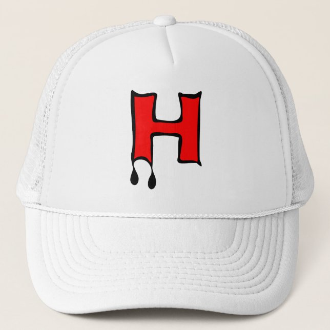 Ō" Bleeding's Teeth-Trucker-Devil's Initial H Truc Truckerkappe (Vorderseite)