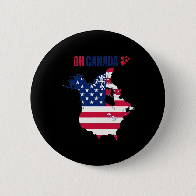 O Canada 51. Staat Funny Trump Canada Meme Shirt Button (Vorderseite)