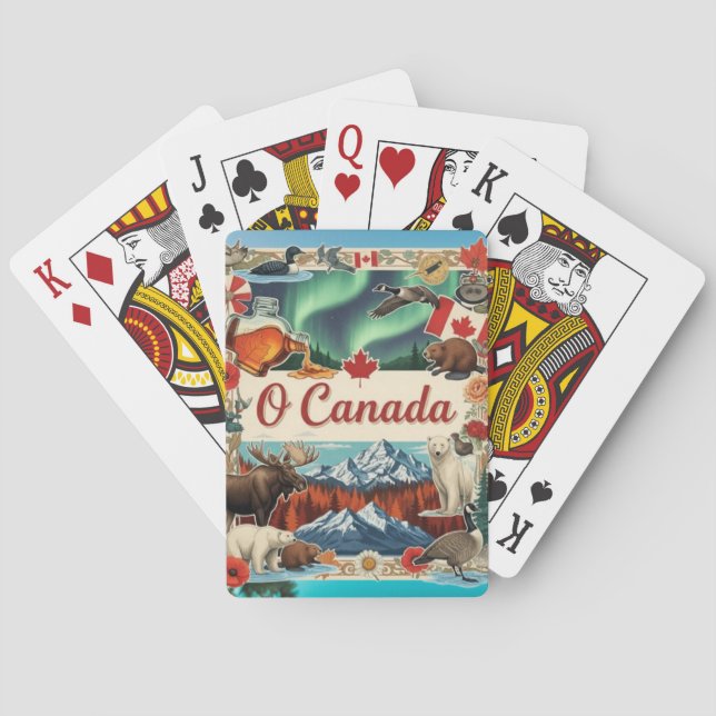 O Canada Collage – Vintage Patriotic playing cards Spielkarten (Rückseite)