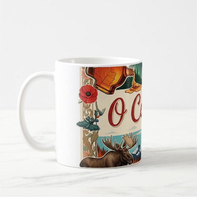 O Canada Collage – Vintage Patriotisch  Kaffeetasse (Links)
