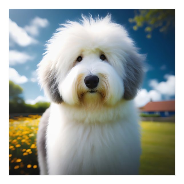O Charme de um Old English Sheepdog em lindo dia. Fotodruck (Vorne)