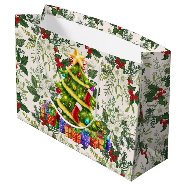 O Christmas Tree Large Gift Bag Große Geschenktüte (Rückseite Schrägansicht)
