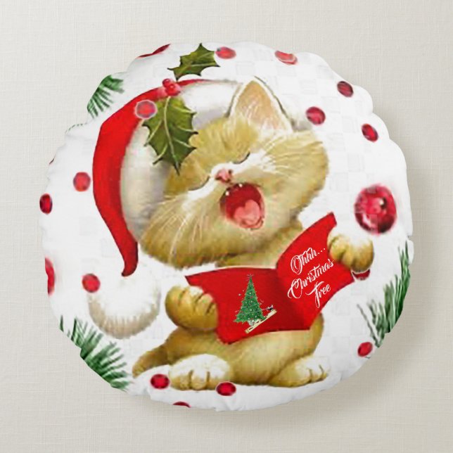 O Christmas Tree Round Throw Kissen (Vorderseite)