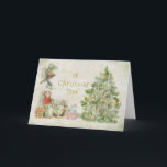 O Christmas Tree Vintage Christmas Eve Feiertagskarte<br><div class="desc">"O Christmas Tree" ist eine Collage Vintager Urlaubsbilder, die wie eine kleine Kindergeschichte am Heiligabend angeordnet sind. Sie sollen schlafen, aber sie sind aufgestanden und haben wunderbare Geschenke unter dem Baum gefunden. Sie sehen fast den Weihnachtsmann, der einfach hinter der Tür hinter sich verschwindet. Die Grüße in der Karte sind...</div>