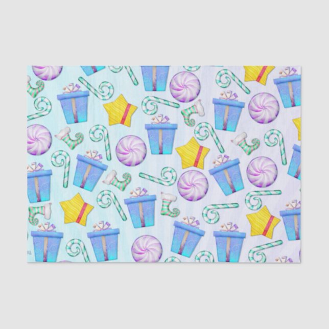 O Christmas Whimsey Folk Art Seidenpapier (Vorderseite)