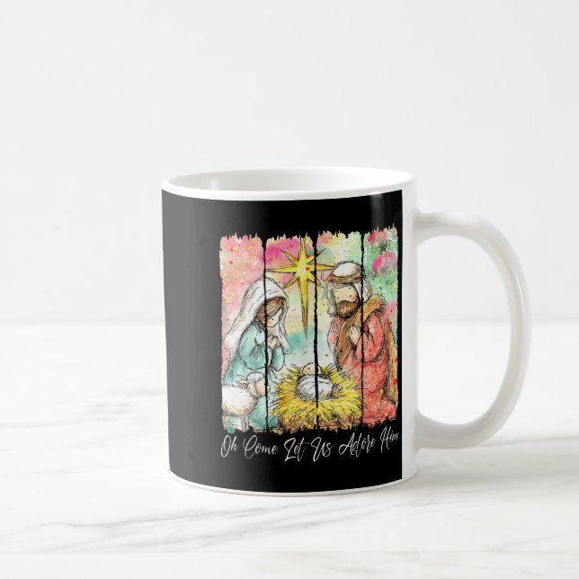 O Come Let Us Adore Him Jesus Christian Christmas  Kaffeetasse (Rechts)