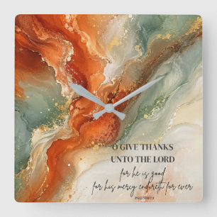 O DANKET DEM HERRN Erntedankgeschenk Quadratische Wanduhr