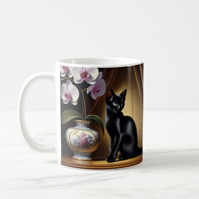 "O Encanto Felino: GCaneca branca clássica, 325 ml Kaffeetasse (Links)